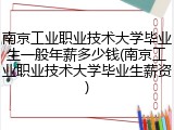 南京工业职业技术大学毕业生一般年薪多少钱(南京工业职业技术大学毕业生薪资)