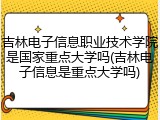 吉林电子信息职业技术学院是国家重点大学吗(吉林电子信息是重点大学吗)