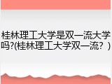 桂林理工大学是双一流大学吗?(桂林理工大学双一流？)