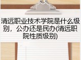 清远职业技术学院是什么级别，公办还是民办(清远职院性质级别)