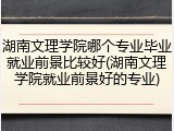 湖南文理学院哪个专业毕业就业前景比较好(湖南文理学院就业前景好的专业)