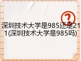 深圳技术大学是985还是211(深圳技术大学是985吗)