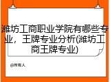 潍坊工商职业学院有哪些专业，王牌专业分析(潍坊工商王牌专业)