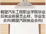 鹤壁汽车工程职业学院毕业后就业前景怎么样，毕业生去向(鹤壁汽院就业去向)