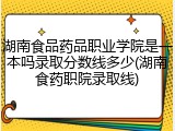 湖南食品药品职业学院是一本吗录取分数线多少(湖南食药职院录取线)
