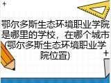 鄂尔多斯生态环境职业学院是哪里的学校，在哪个城市(鄂尔多斯生态环境职业学院位置)