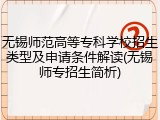 无锡师范高等专科学校招生类型及申请条件解读(无锡师专招生简析)