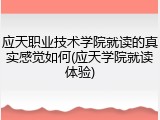 应天职业技术学院就读的真实感觉如何(应天学院就读体验)