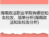 海南政法职业学院有哪些知名校友，简单分析(海南政法知名校友分析)