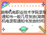 湖南机电职业技术学院录取通知书一般几号发放(湖南机电录取通知书发放时间)