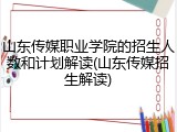 山东传媒职业学院的招生人数和计划解读(山东传媒招生解读)