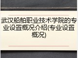 武汉船舶职业技术学院的专业设置概况介绍(专业设置概况)