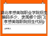 湖北孝感美珈职业学院招生编码多少，隶属哪个部门(孝感美珈职院招生代码)