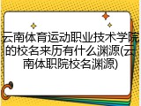 云南体育运动职业技术学院的校名来历有什么渊源(云南体职院校名渊源)