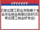 石家庄理工职业学院哪个专业毕业就业前景比较好(石家庄理工就业好专业)