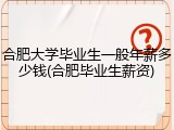 合肥大学毕业生一般年薪多少钱(合肥毕业生薪资)