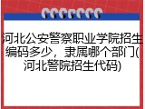 河北公安警察职业学院招生编码多少，隶属哪个部门(河北警院招生代码)