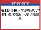 丽水职业技术学院办理入学有什么攻略没(入学攻略要点)