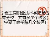 宁夏工商职业技术学院是否有分校，共有多少个校区(宁夏工商学院几个校区)