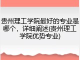贵州理工学院最好的专业是哪个，详细阐述(贵州理工学院优势专业)