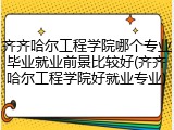 齐齐哈尔工程学院哪个专业毕业就业前景比较好(齐齐哈尔工程学院好就业专业)