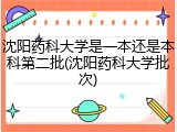 沈阳药科大学是一本还是本科第二批(沈阳药科大学批次)