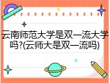 云南师范大学是双一流大学吗?(云师大是双一流吗)