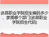 武昌职业学院招生编码多少，隶属哪个部门(武昌职业学院招生代码)