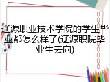辽源职业技术学院的学生毕业都怎么样了(辽源职院毕业生去向)