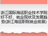 浙江国际海运职业技术学院好不好，就业现状及发展趋势(浙江海运职院就业前景)