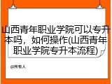 山西青年职业学院可以专升本吗，如何操作(山西青年职业学院专升本流程)