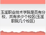 玉溪职业技术学院是否有分校，共有多少个校区(玉溪职院几个校区)