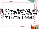 河北大学工商学院是什么级别，公办还是民办(河北大学工商学院性质级别)