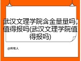 武汉文理学院含金量量吗，值得报吗(武汉文理学院值得报吗)
