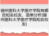 锦州医科大学医疗学院有哪些知名校友，简单分析(锦州医科大学医疗学院知名校友)