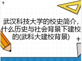 武汉科技大学的校史简介，什么历史与社会背景下建校的(武科大建校背景)