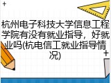 杭州电子科技大学信息工程学院有没有就业指导，好就业吗(杭电信工就业指导情况)