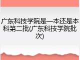 广东科技学院是一本还是本科第二批(广东科技学院批次)