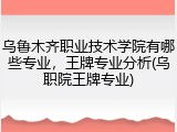 乌鲁木齐职业技术学院有哪些专业，王牌专业分析(乌职院王牌专业)