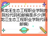 黑龙江生态工程职业学院的院校代码和邮编是多少(黑龙江生态工程职业学院代码邮编)