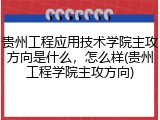 贵州工程应用技术学院主攻方向是什么，怎么样(贵州工程学院主攻方向)