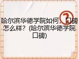 哈尔滨华德学院如何，口碑怎么样？(哈尔滨华德学院口碑)