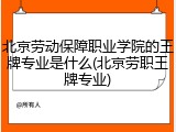 北京劳动保障职业学院的王牌专业是什么(北京劳职王牌专业)