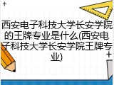 西安电子科技大学长安学院的王牌专业是什么(西安电子科技大学长安学院王牌专业)