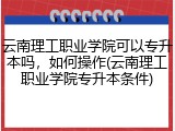 云南理工职业学院可以专升本吗，如何操作(云南理工职业学院专升本条件)