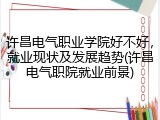 许昌电气职业学院好不好，就业现状及发展趋势(许昌电气职院就业前景)