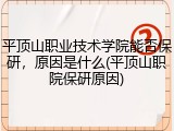 平顶山职业技术学院能否保研，原因是什么(平顶山职院保研原因)