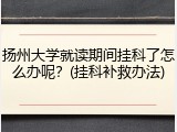 扬州大学就读期间挂科了怎么办呢？(挂科补救办法)