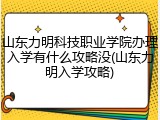 山东力明科技职业学院办理入学有什么攻略没(山东力明入学攻略)