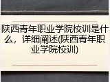 陕西青年职业学院校训是什么，详细阐述(陕西青年职业学院校训)